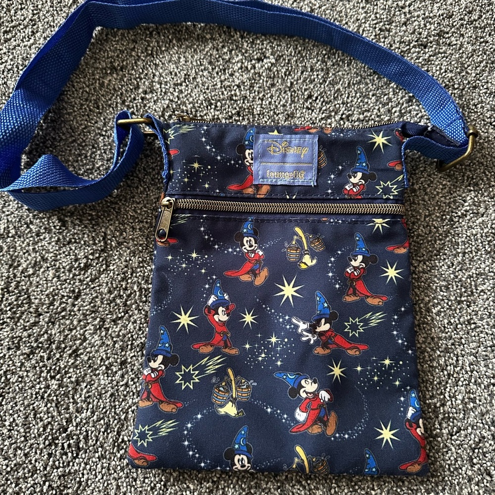 Loungefly Disney Sorcerer Mickey Crossbody Passport Bag - Blue and Red